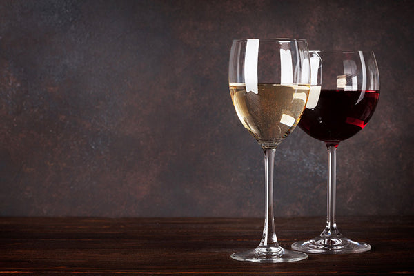 red wine and white wine glasses