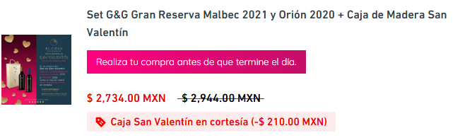 Set G&G Gran Reserva Malbec 2021 y Orión 2020 + Caja de Madera San Valentín