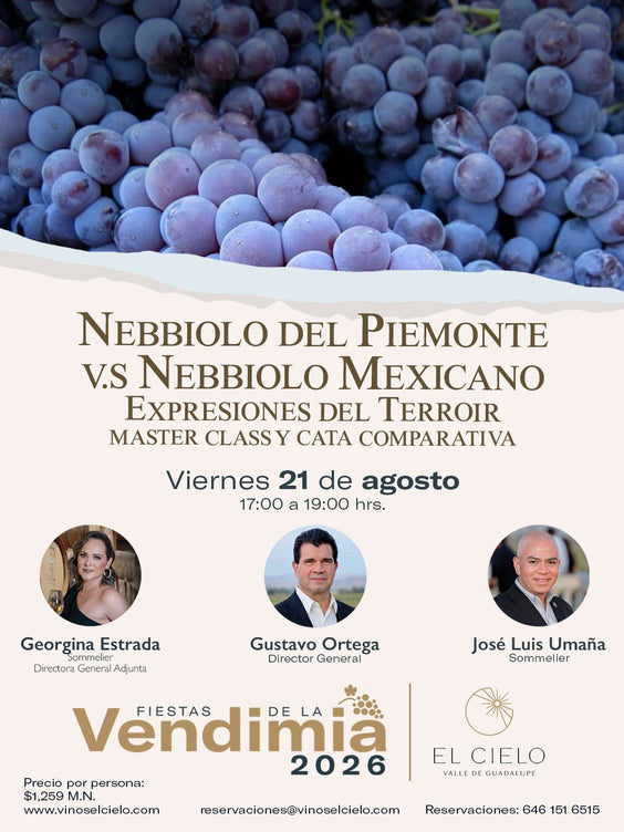 August 25 Master Class Nebbiolo del Piemonte vs Nebbiolo Mexicano