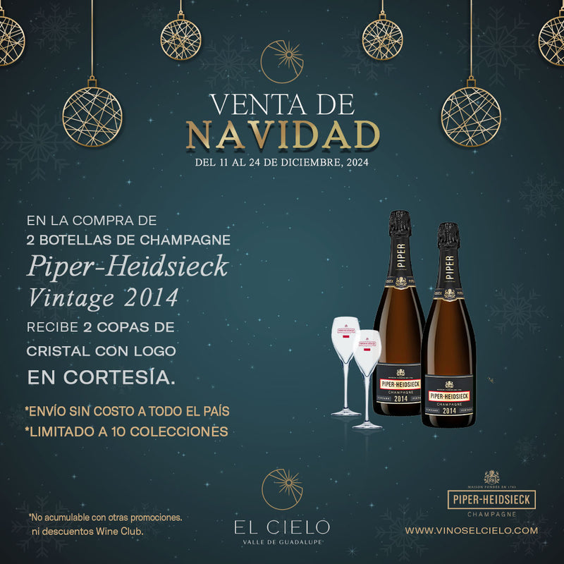 Set de 2 botellas Champagne Piper-Heidsieck Vintage 2014 +2 copas