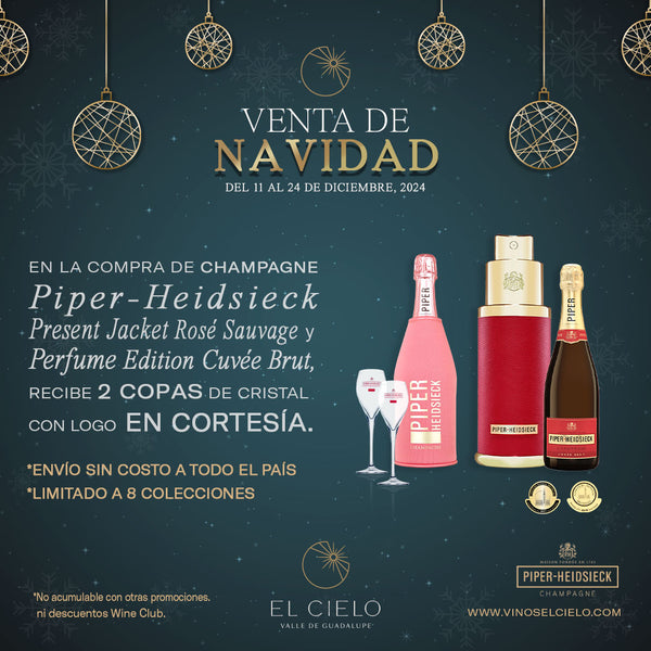 Set de Champagne Piper-Heidsieck Present Jacket Rosé Sauvage y  Perfume Edition Cuvée + 2 copas