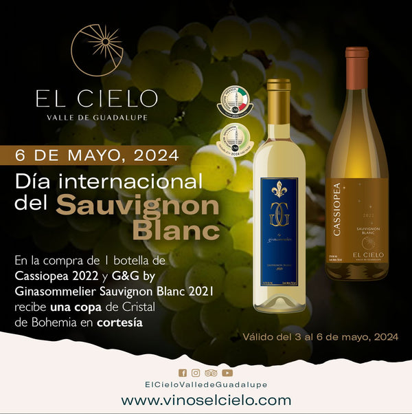 Set Día Mundial Sauvignon Blanc Cassiopea 2022 y G&G by Ginasommelier 2021 + 1 copa de cristal