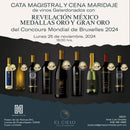 25 de noviembre Cata Magistral y Cena Maridaje de Vinos Revelación Medallas Oro y Gran Oro