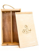 CAJA DE MADERA 2 BOT LOGO - Vinos El Cielo