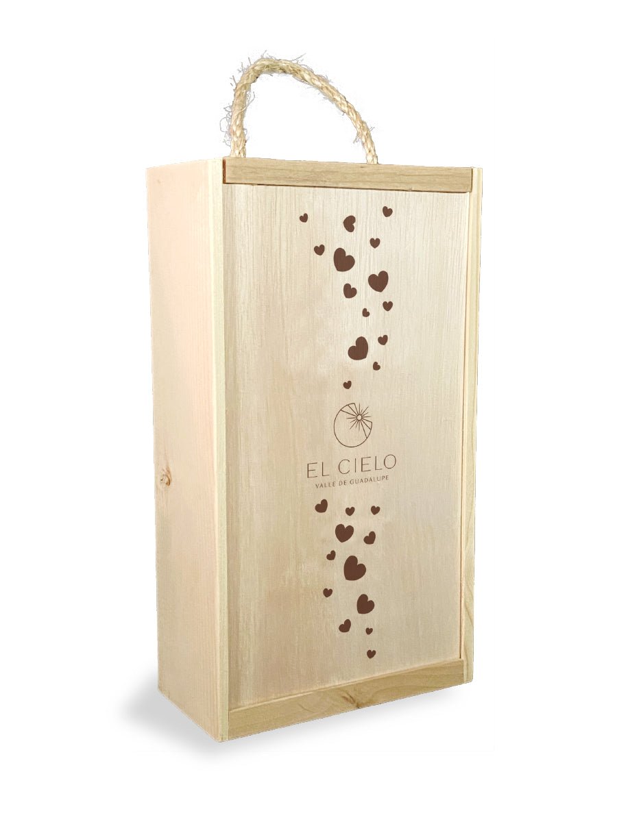CAJA DE MADERA 2 BOT SAN VALENTÍN - Vinos El Cielo