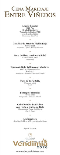 Cena Maridaje Entre Viñedos